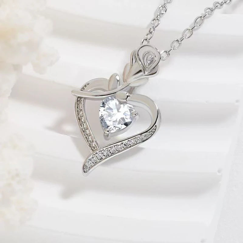 Elegant Style Heart shaped Pendant Necklace.  Hollow Design Mother's Day Gift.