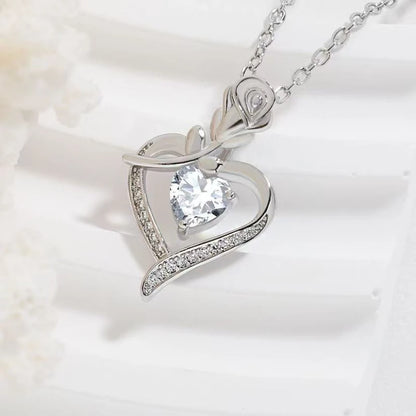 Elegant Style Heart shaped Pendant Necklace.  Hollow Design Mother's Day Gift.