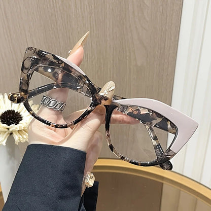 New style Stylish Cat-Eye Glasses with Unique Blue Light Blocking Feature.   Retro-Style Eyewear Designed for Women with Color.  The only combination of color that isnt available is BLUE/LEOPARD.  Everything else is Very Good