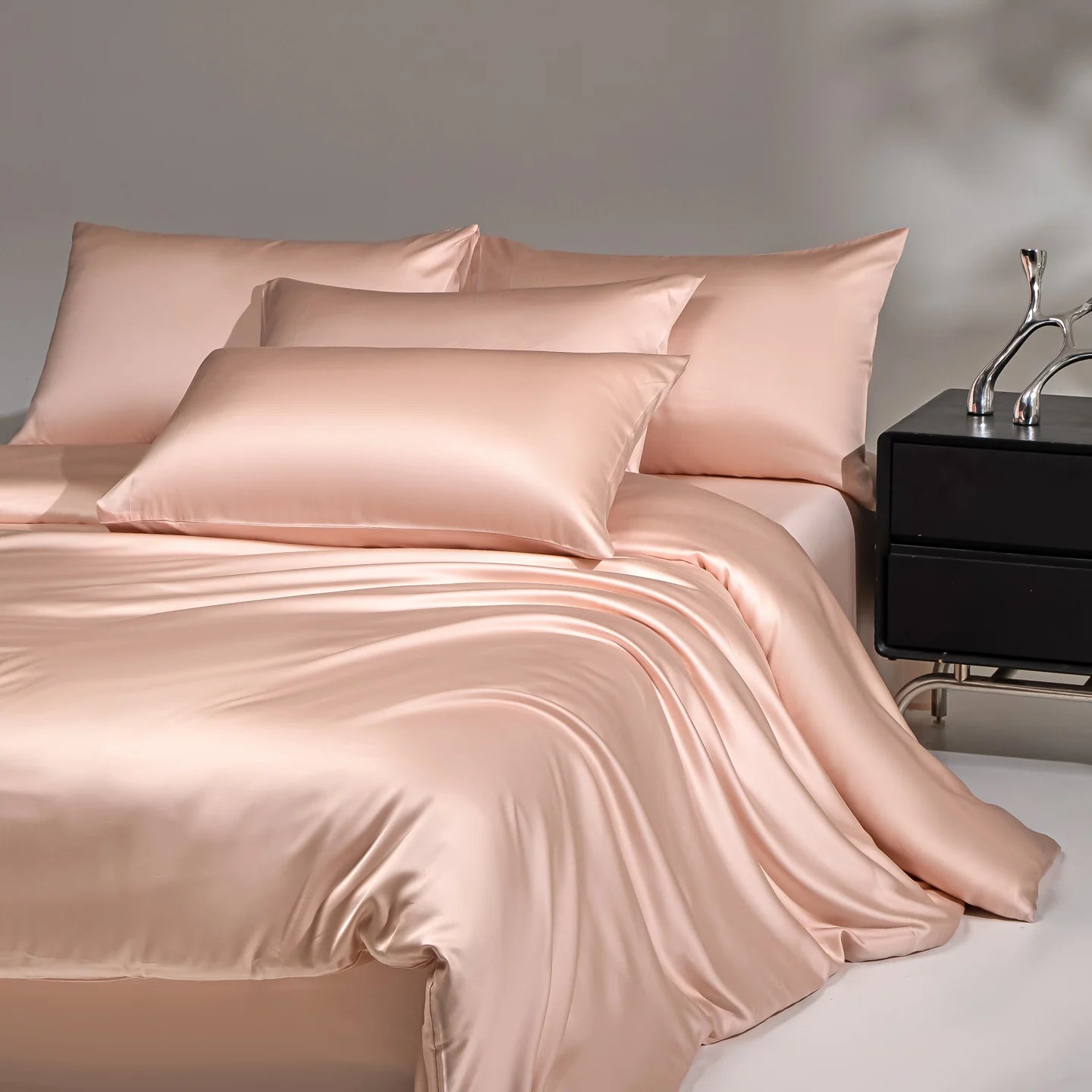 100% Mulberry Silk Bedding Set, Silk Quilt Cover Set,  Flat Sheet /Fitted Sheet,  Pillowcase Single Double King Duvet Cover Gift Box