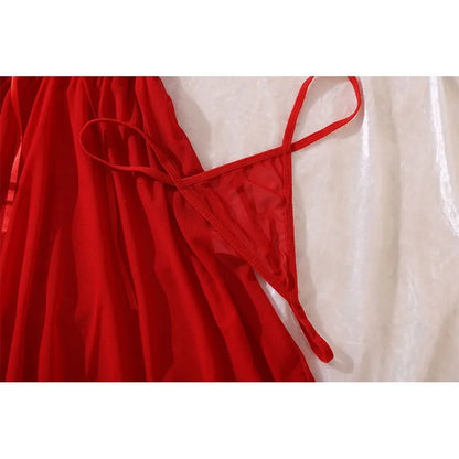 Sexy Bra And Garter Belt Lingerie  in Hot Red.   Babydoll Dress  for Women.  Exquisite 3-Piece Set Nightwear Set