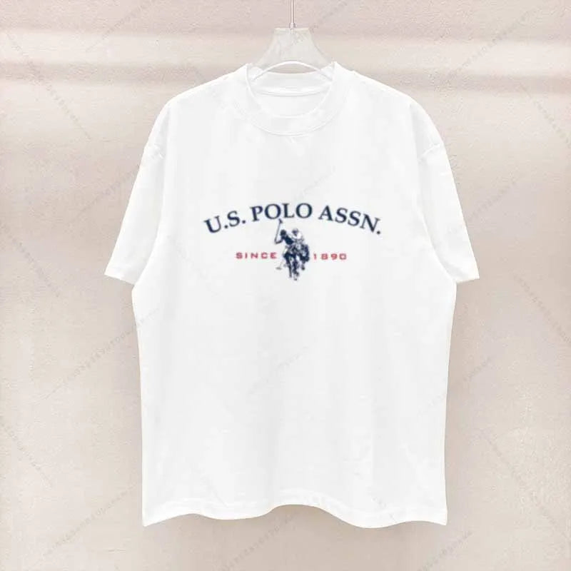 Simple Style Men's Cotton T-shirt  with Polo Letters of Graphic Printing.  Casual Round Neck Men's Short-sleeved Top.  Free Shipping