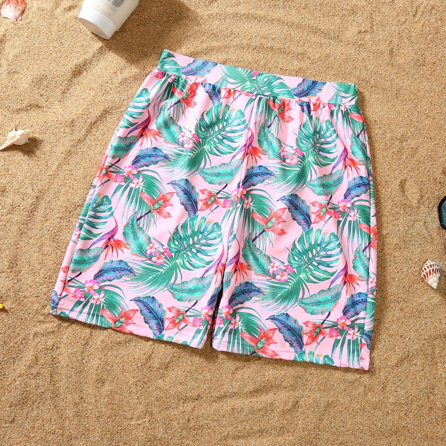 Summer Mommy and Daddy /Son/ Daughter Clothes, Family Matching Outfits Leaf Printing Swimwear