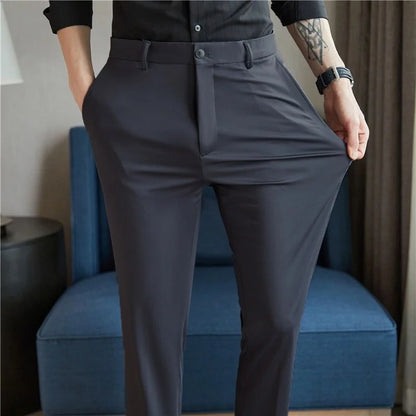 29-42 Men's Summer Pants, Thin Straight Stretch Casual Pants with No Trace No Ironing,  Fabric Silky and Cool Feeling