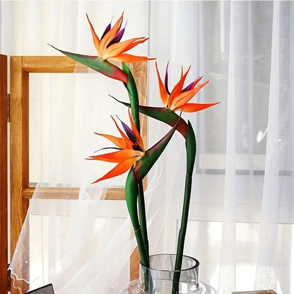 3pcs Artificial Bird Of Paradise Flowers, Rubber Strelitzia 24.5'' Long Stem Flower Suitable For DIY Home Party Theme Decor