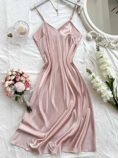 Elegant Women's Nightdress.   Sexy,  Comfortable Long Slip Dress Solid Color.