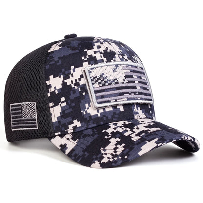 Unisex American Flag Embroidery Camouflage Baseball Net Caps.  Adjustable Sunscreen Cap