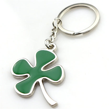 1pc Creative Lucky Four-Leaf Clover Keychains.  Couple Bag Charms,  Accessories, Metal Foliage Shape Car Key Ring Party Gift