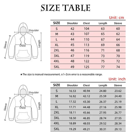 Size are from S to 5XL  Fashion 3D Printed Color Pattern Men's Hoodie Casual Loose Design Pullover Top. Men's Hoodies, having so many fun colors and patterns would look great on Women and Girls.   Don't cha" think?