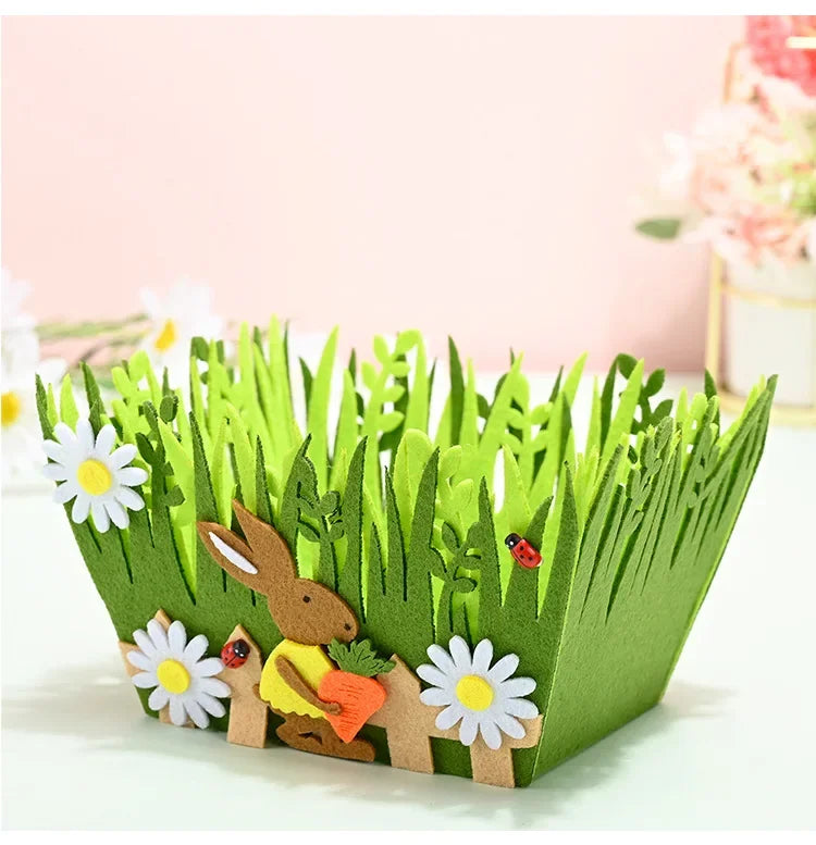 2025 Non-woven Fabric Easter Basket,  Kids Color Eggs Bucket, Welcome Spring Insect Butterfly Party, Happy Easter
