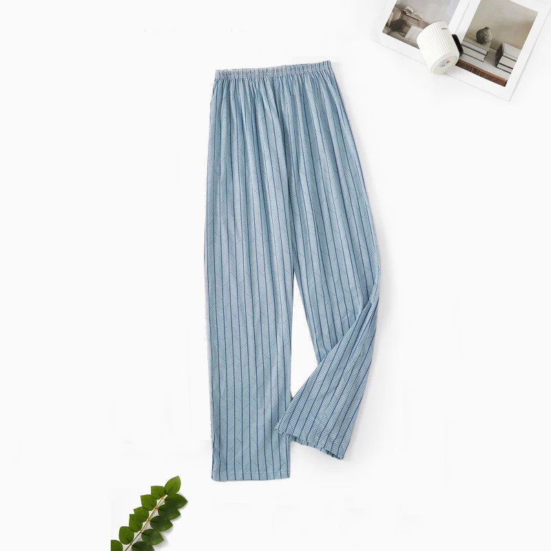 Men's Stylish Summer Pajama Pants, Thin, Loose, Breathable,  Air-Conditioned Pants with Elastic Waist