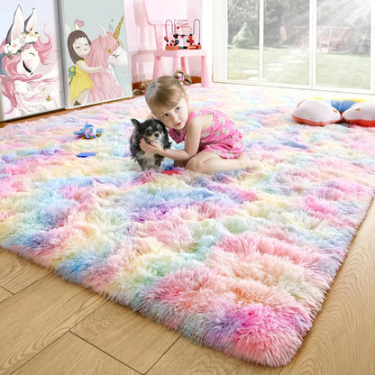 Fluffy Rugs for Bedroom Fuzzy Area Rugs for Living Room, and Soft Kids Carpet .  Non Slip Rugs for Hardwood Floors