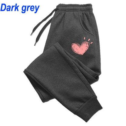 Womens Heart Printed Sweatpants  for Autumn /Winter. Long Cotton Joggers, Womens  Sweat Pants