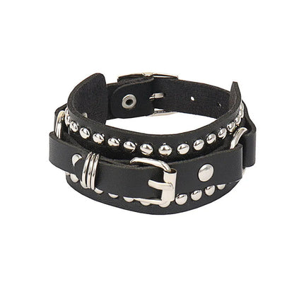 PU Leather Bracelets, Adjustable Cuff Bracelet/ Rivets/Buckle Wristband for Men /Women