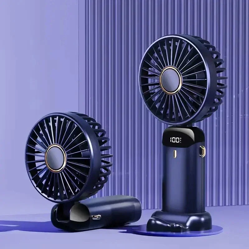 Portable Handheld Personal Rechargeable Fan with  LED Digital Display.  90°Adjustable, 5 Speed Wind Mini Aromatherapy