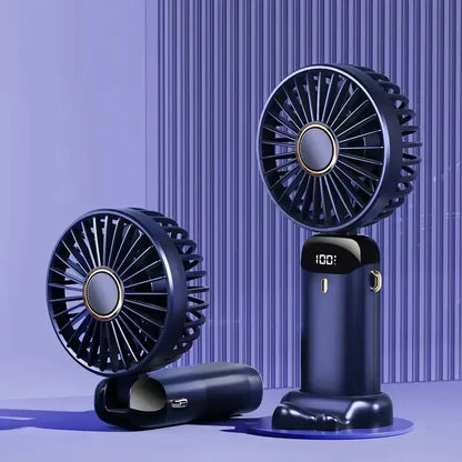 Portable Handheld Personal Rechargeable Fan with  LED Digital Display.  90°Adjustable, 5 Speed Wind Mini Aromatherapy