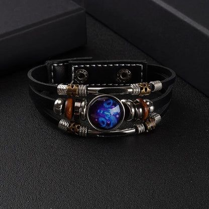 Constellations Luminous Leather Bracelet,  Retro Multi-layer Beaded Leather Bracelet,  Jewelry Gifts for Men /Women /Couples.  The Zodiac signs  numbers are all. Pretty Low so if you need some gifts, do hurry!!!