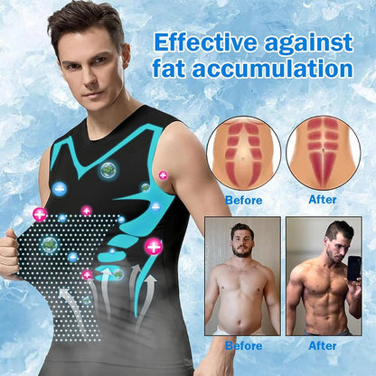 Summer Men Shapewear,  Ionic Shaping Vest,  Sleeveless Shirt  with Tight Compression.   Shirts,  Tank Top , Body Shaper, Breathable,  Ice Silk Vest.  ONLY Available colors/sizes are BLACK in Small, GREY IN XXL and XXXL. Check