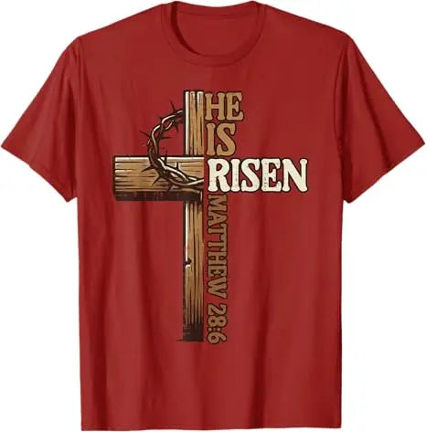 Easter Cross,  He Is Risen, Jesus/ Christian,  Men /Women T-Shirt, Bible verse John 3:16.