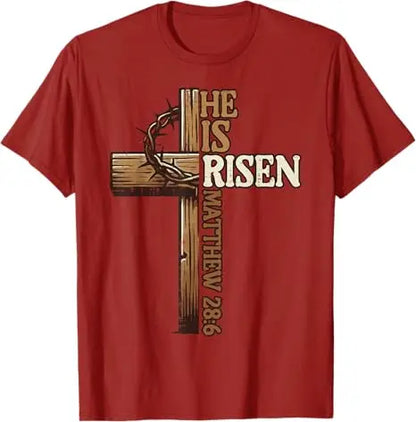 Easter Cross,  He Is Risen, Jesus/ Christian,  Men /Women T-Shirt, Bible verse John 3:16.