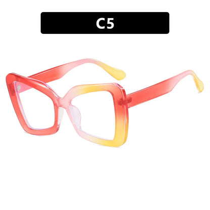 New Large-Frame Polygonal Irregular Flat-Frame Glasses.   Fashion Women's Butterfly Frame.  Glasses with   Anti-Blue Light.