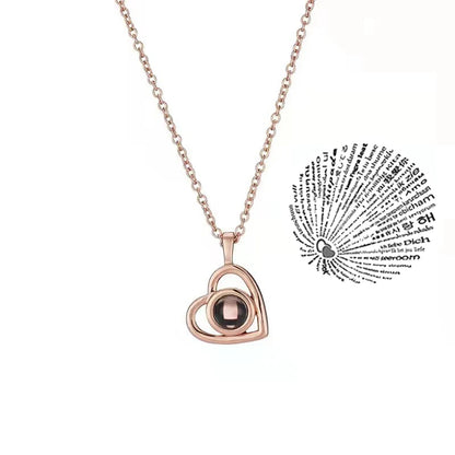 Love Heart Necklace  IN 100 Languages FOR  " I Love You".   Projection Pendant Jewelry For Mom Girlfriend Birthday Christmas Romantic Gifts