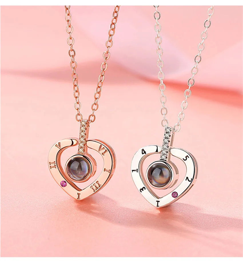 Projection Necklace 100 Languages  for I Love You. Pendant Necklaces For Lover Girlfriend, Creative, Couples Romantic Jewelry Gifts