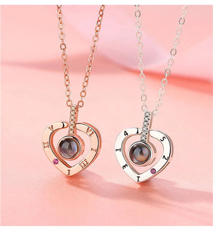 Projection Necklace 100 Languages  for I Love You. Pendant Necklaces For Lover Girlfriend, Creative, Couples Romantic Jewelry Gifts