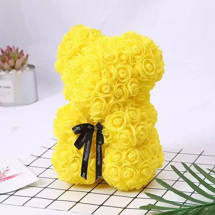 25cm Artificial Teddy Rose Flower Bear with Box.   Romantic Valentines Day Gift for Girlfriend,  Teen , Women Anniversary or Wedding Party