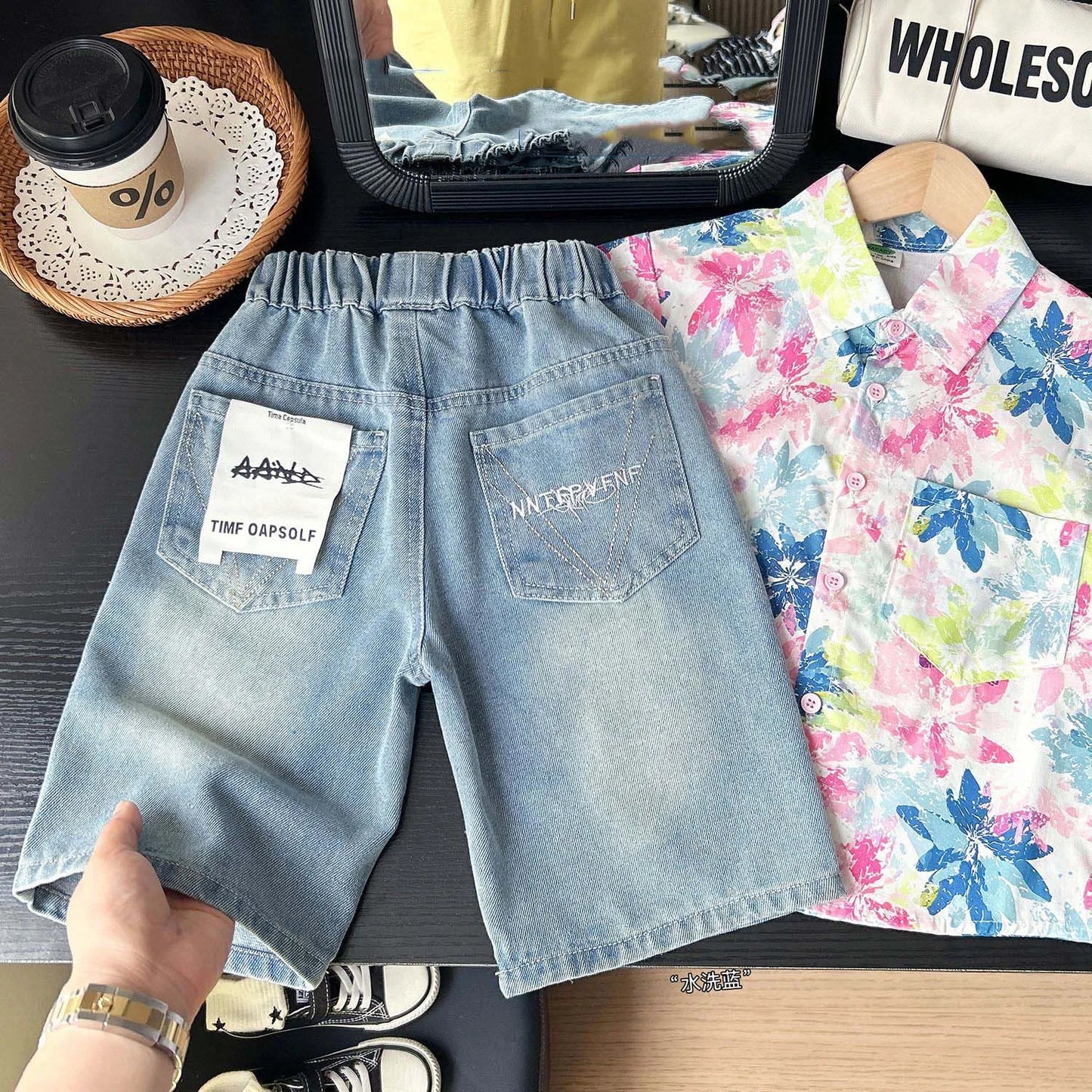 Summer Boys Shorts, Cartoon Embroidery, Boys Denim Shorts Water Wash, 2-10Yrs Boys Horse Pocket Jeans