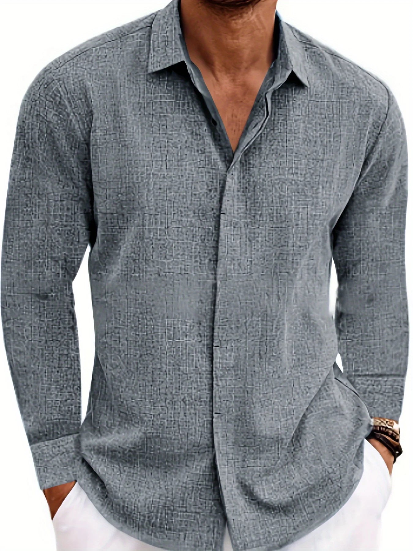 Men's Linen /Cotton Long-sleeved shirt,  Loose Undershirt,  Solid Colors,  plus Great FATHERS DAY Gift!!!