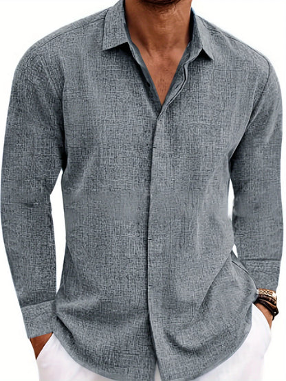 Men's Linen /Cotton Long-sleeved shirt,  Loose Undershirt,  Solid Colors,  plus Great FATHERS DAY Gift!!!