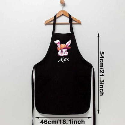 Personalized Easter Bunny Children's Apron, Spring Kitchen Supplies,  Holiday Home Decoration Love Baking for Kids, Cute Easter Gift
