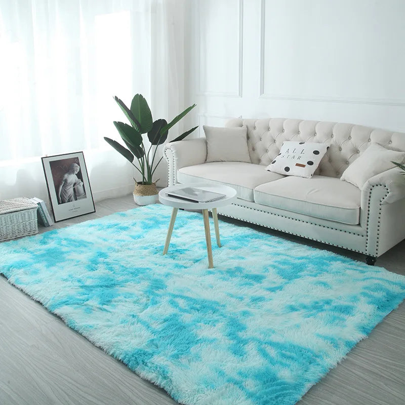 Tie-Dye Plush Carpet Living Room, Bedroom Room, Soft Fluffy Home Mat  for Children's Room Baby Crawling  and Non-Slip Blanket