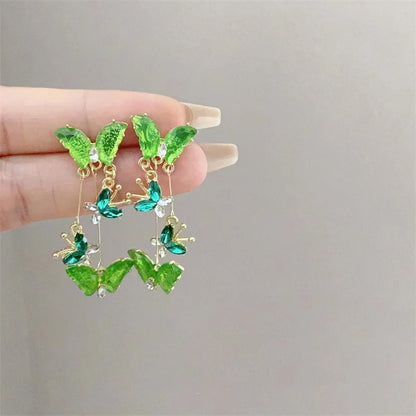 Elegant Red Zircon Butterfly Drop Earrings for Women  0n MOTHERS DAY.  Sweet Butterfly and Bow Earrings.Fashion Accessories