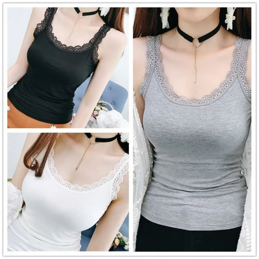 Summer Sleeveless Womens/Girls  Tank Tops  With Lace.  Camisole,   Underwear,  Womens Clothing.