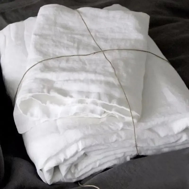 3PCS 100% Washed Linen Sheet Set Natural Flax Bed Sheets 2 Pillowcases Breathable, Soft Farmhouse Bedding,  Bedsheet Flat Sheet