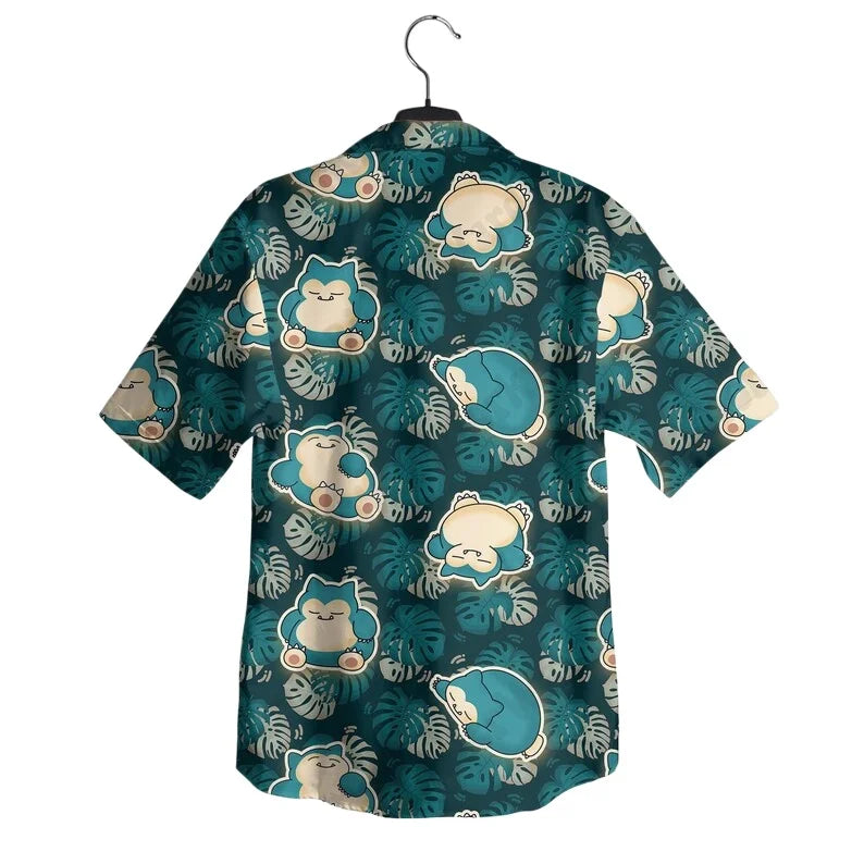 Summer Hot Selling Snorlax Men's Hawaiian Shirt Shorts Set Women Home Casual Loose Fitting Anime Pajamas T-shirt Shorts Set GiftThe 2-pcs are sold separately.  only 5XL shorts are gone.  Everything else is good to go