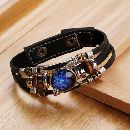 Constellations Luminous Leather Bracelet,  Retro Multi-layer Beaded Leather Bracelet,  Jewelry Gifts for Men /Women /Couples.  The Zodiac signs  numbers are all. Pretty Low so if you need some gifts, do hurry!!!