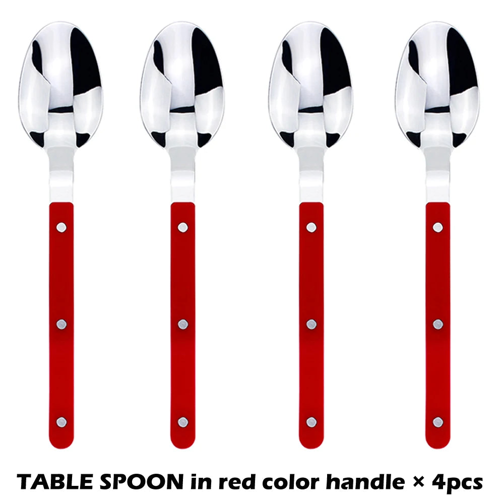 Fashionable Design Top Mirror Polishing Cutlery Sets of Stainless Steel 18/8(304) ABS Handle With Rivets Silverware Set For Kitchen and everday  serving