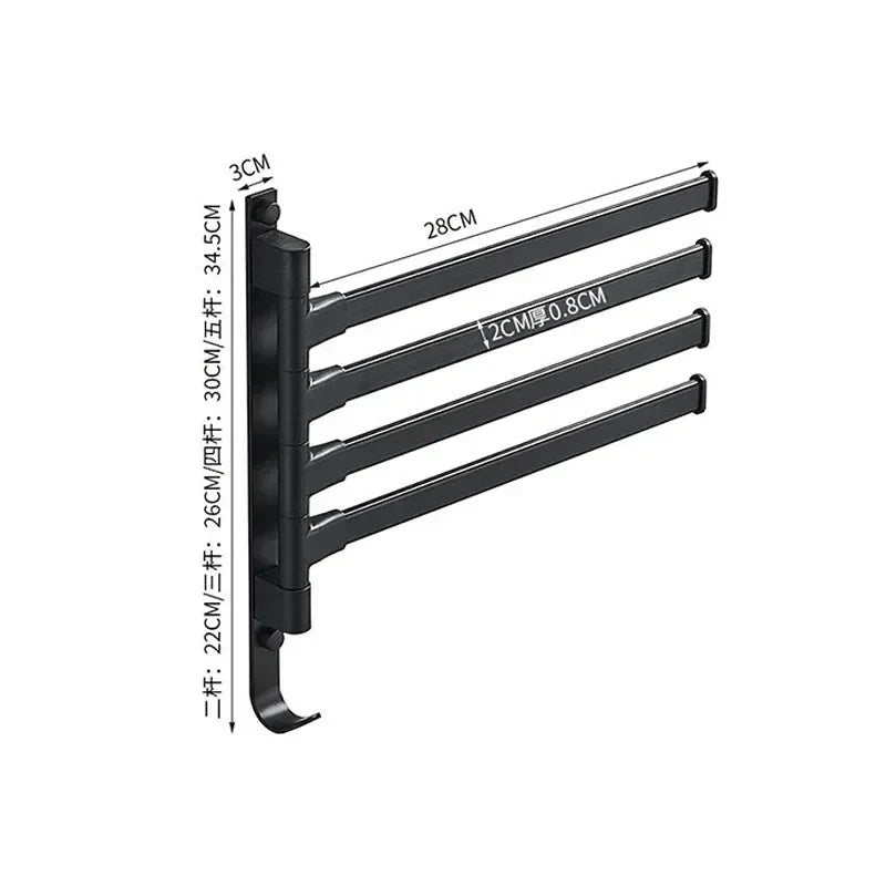 Bathroom / Kitchen Towel Rack,  Rotatable Towel Holder Space, Aluminum 2/3/4/5-Bar Towel Hange,  Kitchen