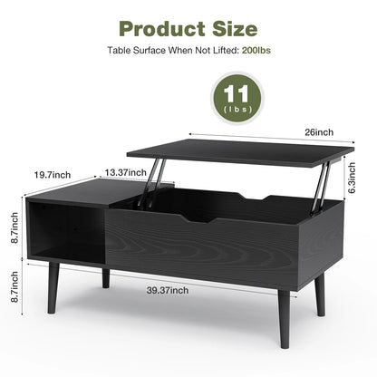JHK Lift Top Coffee Tables For Living Room 39.37"x19.7" /Desk Tea Wood Dining Tables with Adjustable Storage Shelf,  Easy Lift Or Lower
