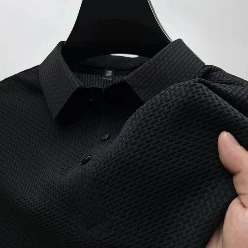 Men's Business Casual,  Short Sleeved, Bone Flower, Solid Colors.   POLO Shirt Fashion, Breathable Fabric and  comfortable Summer Versatile Top