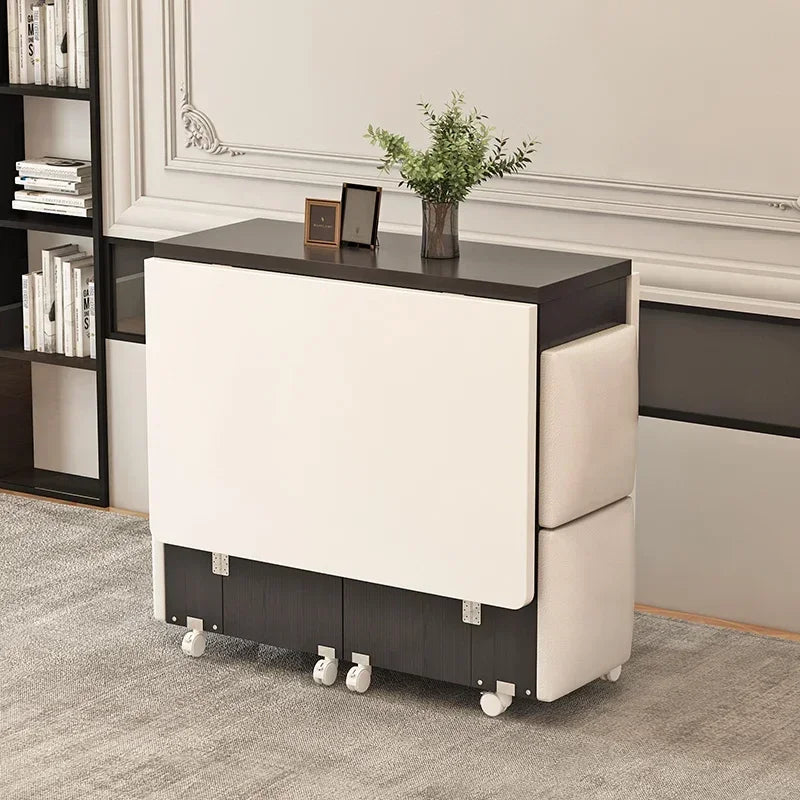 The household folding dining table is mobile and extensive and the is multi-functional