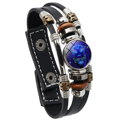 Constellations Luminous Leather Bracelet,  Retro Multi-layer Beaded Leather Bracelet,  Jewelry Gifts for Men /Women /Couples.  The Zodiac signs  numbers are all. Pretty Low so if you need some gifts, do hurry!!!