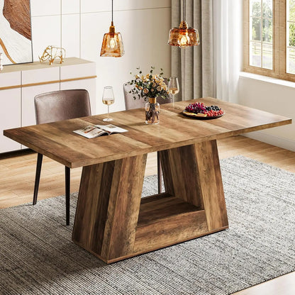 Dining Table for 4 to 6 People,Rectangular Dining Room Table,  with Sturdy Base for Kitchen, Living Room use