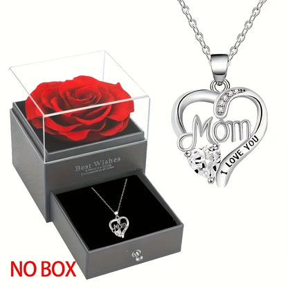 Elegant Style Heart shaped Pendant Necklace.  Hollow Design Mother's Day Gift.
