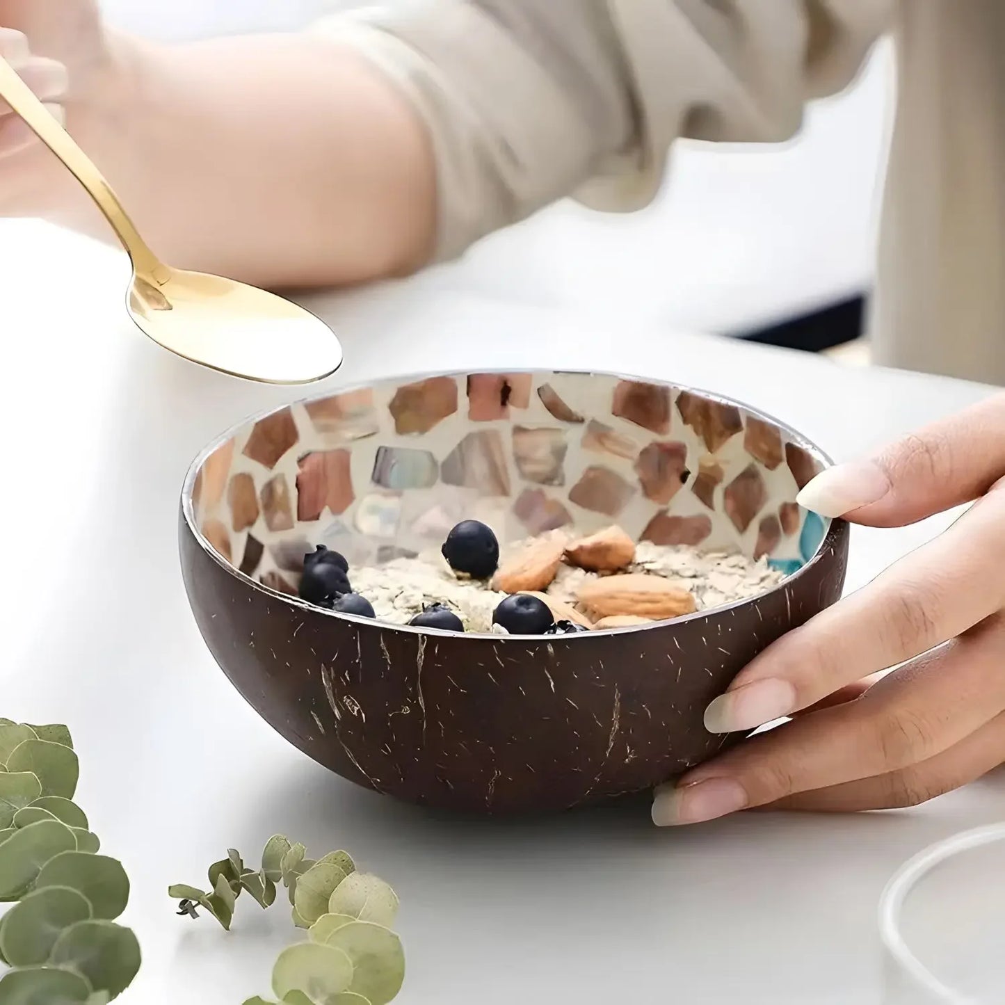 Handmade Alien Coconut Shell Bowl, Inlaid Shells, Wood Bowl,  Storage, Salad Bowl,  Key Storage,  Tray, Home Decoration, Hand Wash!!!