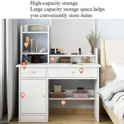 Makeup table bedroom with mirror storage integrated, for small apartment or space,  simple multi-functional,  Internet dresser