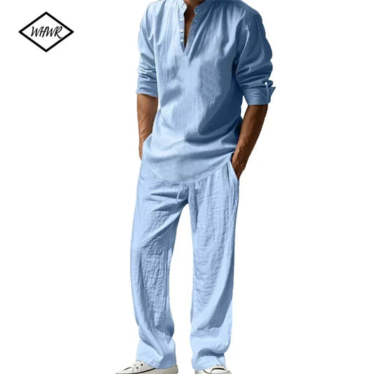 Mens Henley Cotton/Linen Shirts, Long Sleeve,  Lightweight T-Shirts.  Breathable Streetwear,  Solid Colors,  Business Button, Polo T-Shirts